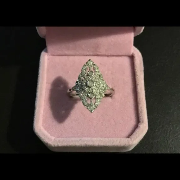 Sz9 1/2 Carat Genuine Diamond Vintage Style Openwork Filigree Ring - Picture 3 of 6